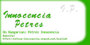 innocencia petres business card